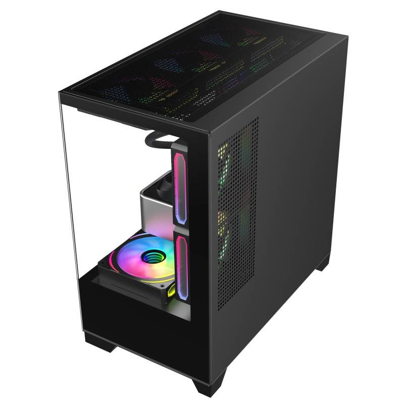 Gabinete Raptor Nova Prime TG x2 Mid-Tower RGB Fan x3 Black - Image 3