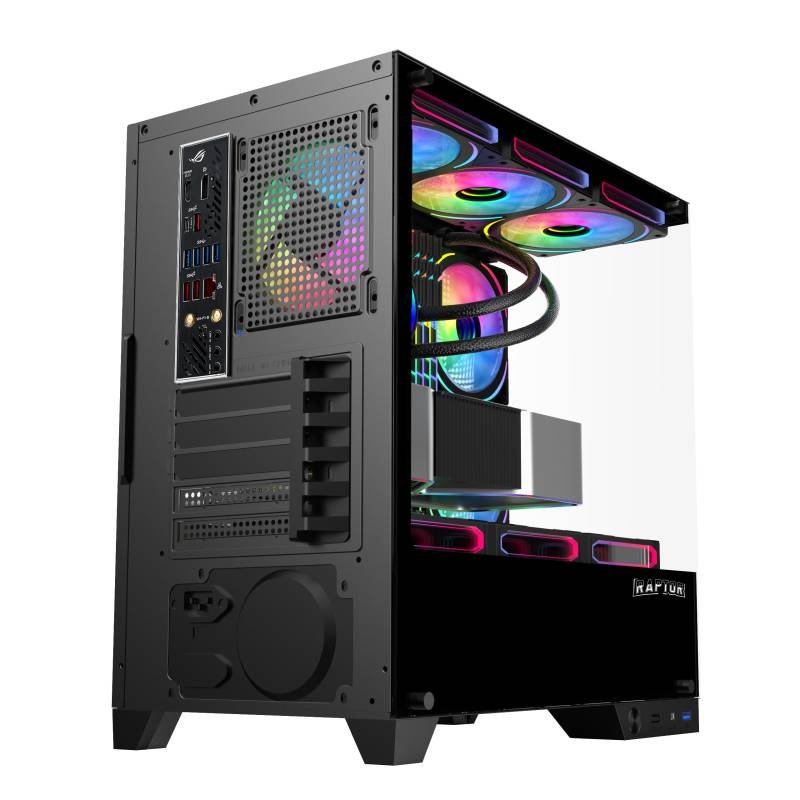 Gabinete Raptor Nova Prime TG x2 Mid-Tower RGB Fan x3 Black - Image 4
